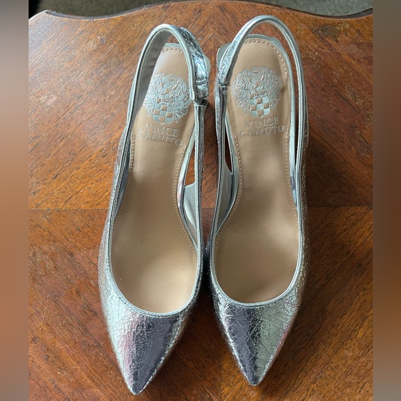 Vince Camuto Metallic Silver Slingback Heels - Picture 7 of 7